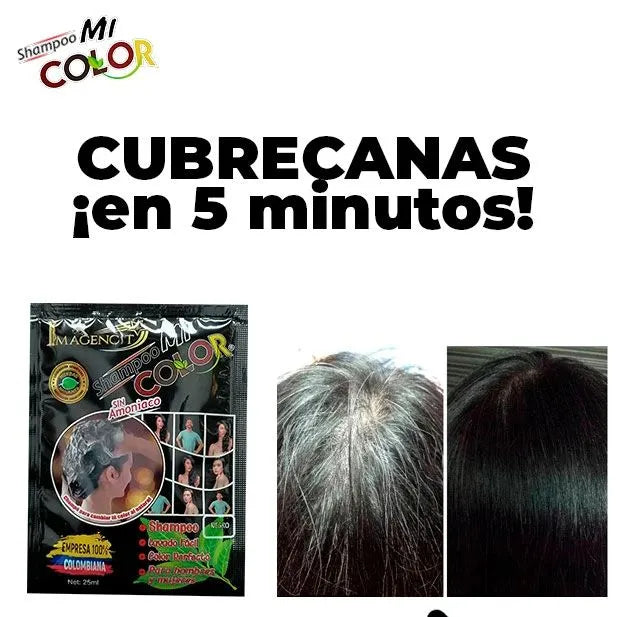 Shampoo Cubre Canas Negro Natural (Sin Amoniaco) – 10 Sobres / 250 ml